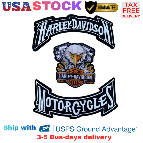 Harley-Davidson 3-Pc Rocker Patch Set Eagle Snatch Embroidered 12" Iron-On
