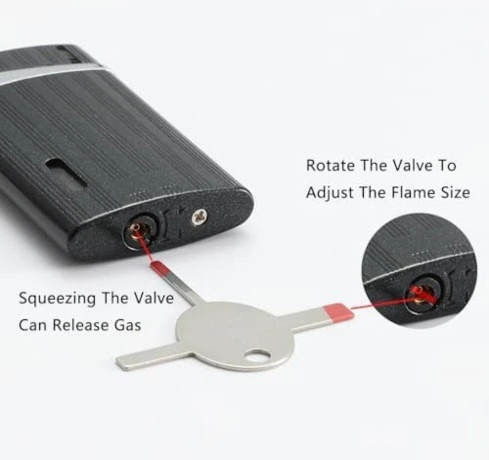 Mini Torch Lighter, Butane, Black Silver, Flame Adjustable