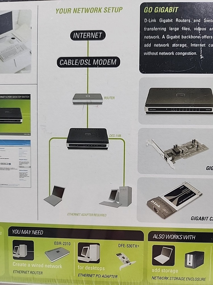 D-Link DES (DES1105) 5-Ports External Switch, NIB
