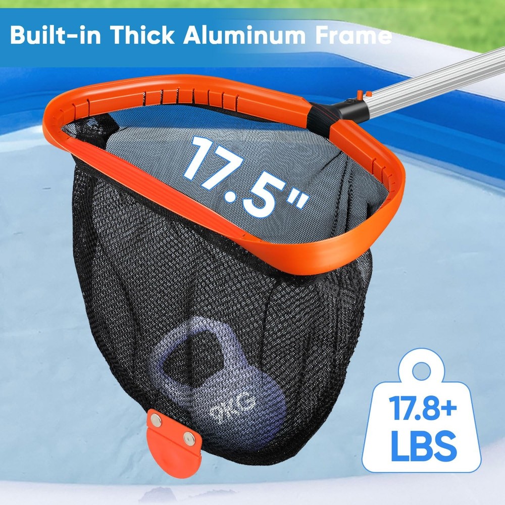 17.5in Pool Skimmer Net DoubleLayer Deep Nylon Net Aluminum Frame No Pole
