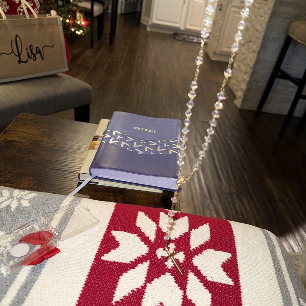 Crystal Beaded Gold Rosary Necklace Crucifix Catholic-