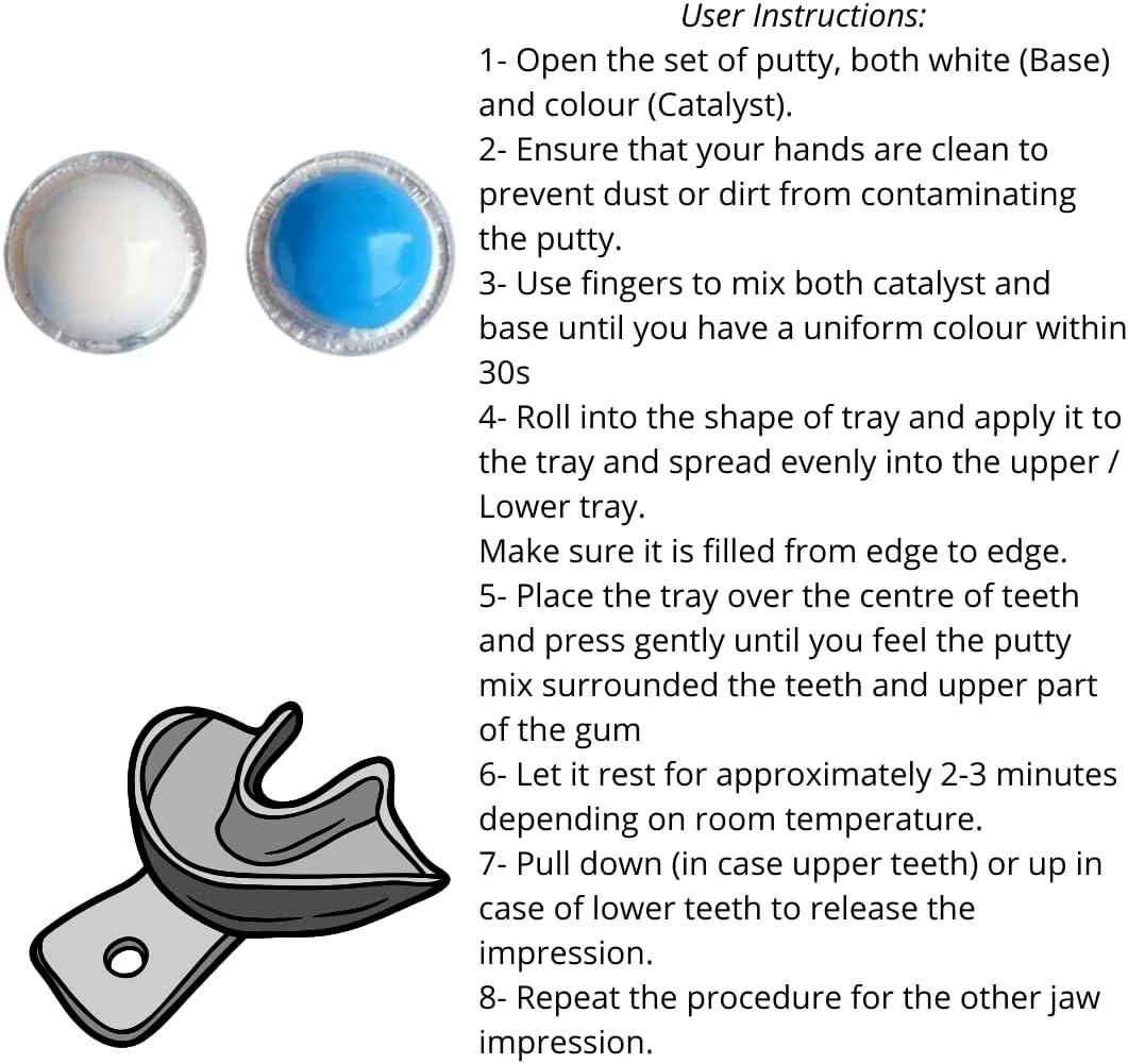 Dental Impression Putty Teeth Mold Kit Large Upper & Lower Impressions Trays
