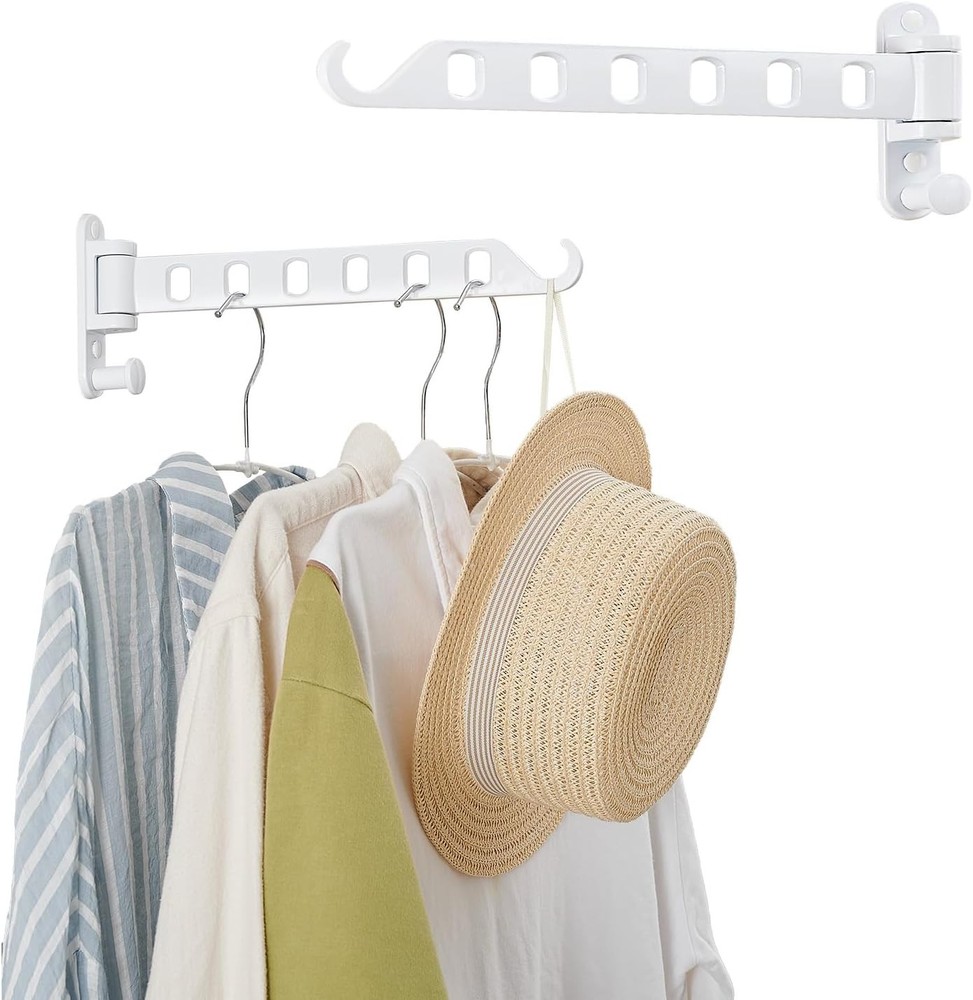 JOOM Laundry Drying Rack Wall Mounted Clothes two pack, White