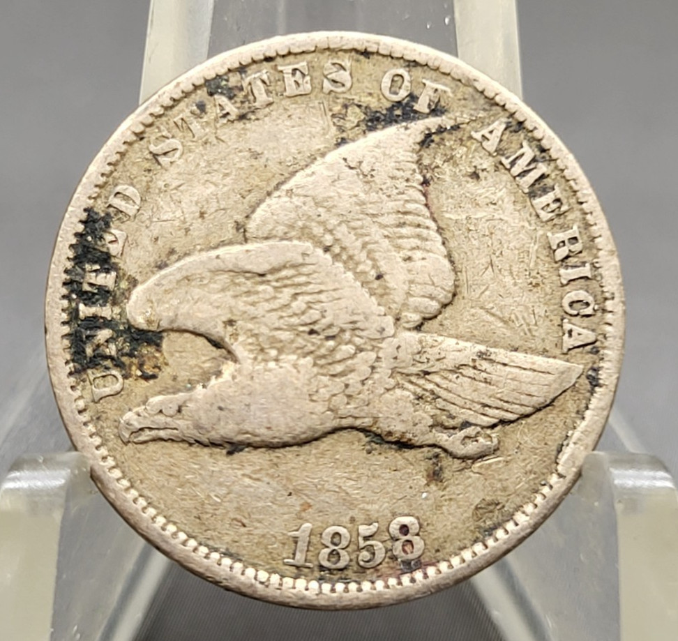 1858 Small Letters U.S. Flying Eagle Cent Penny Type Coin