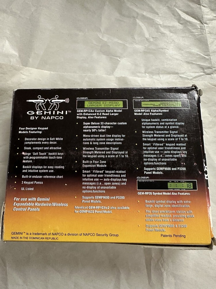 NEW Gemini By NAPCO Designer Keypad, GEM-RP1CAe2