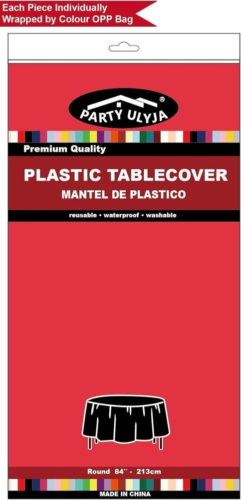 2-Pack Ruby Red Round Table Covers 84" for Weddings & Parties - Spill Resistant