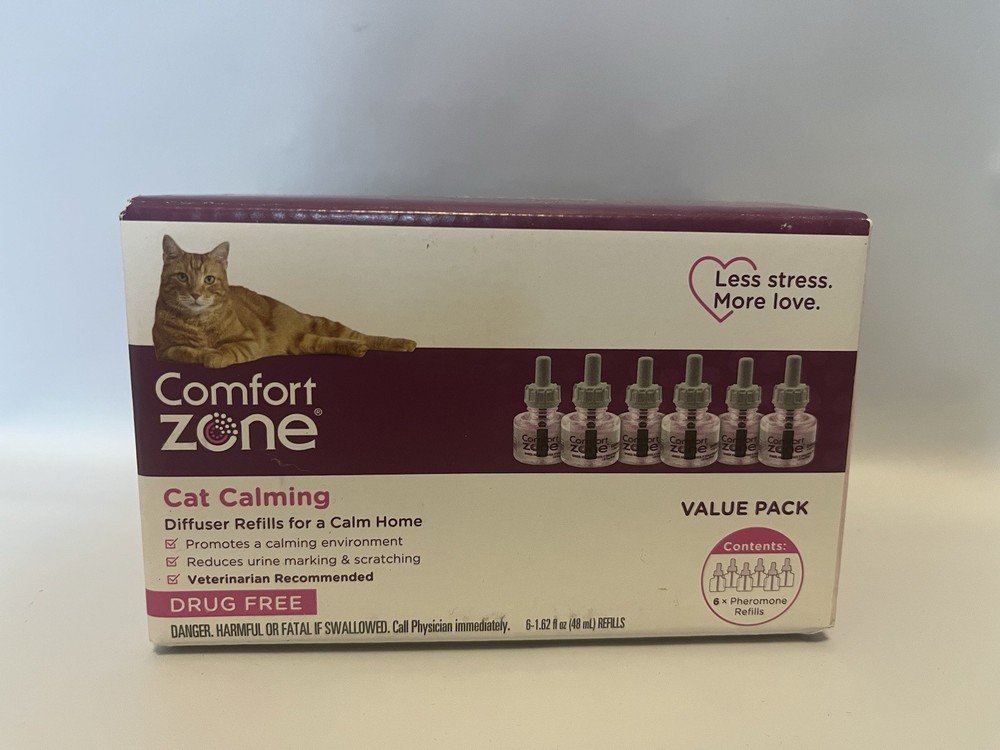 COMFORT ZONE 6 Pack Cat Calming Diffuser Refills; 30-day Refills; Pheromones