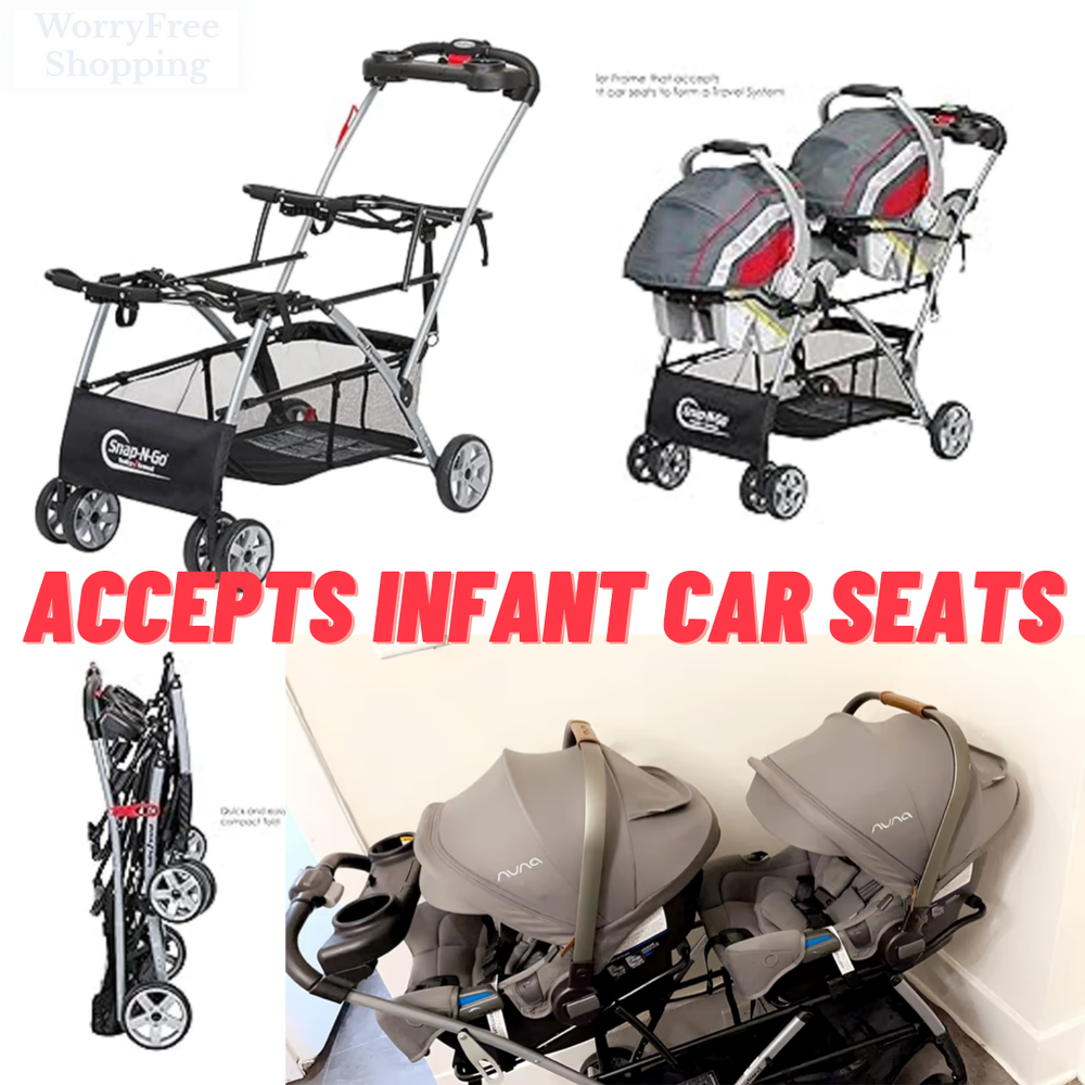 Twin Stroller Frame compatible with Infant Car Seats Universal Travel System