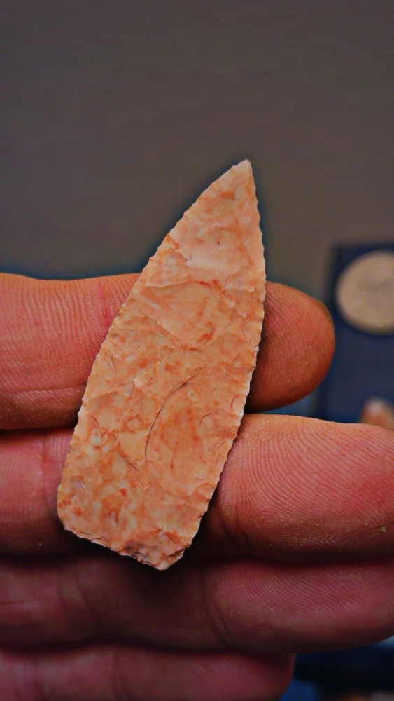 Flintknapped Flint Ridge Stone Arrowhead, Very Nice