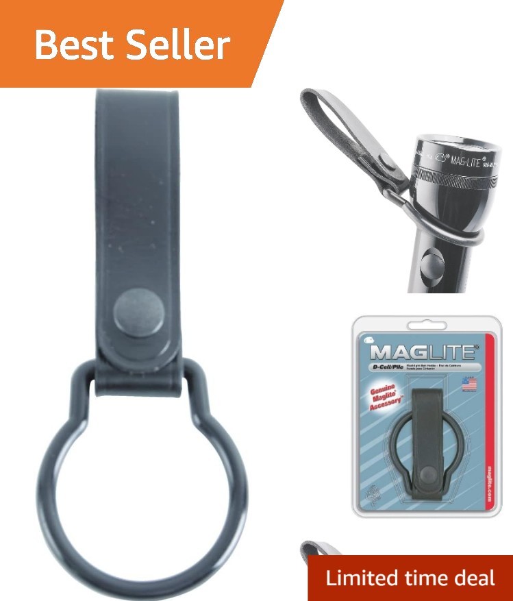 Compact Black Leather Flashlight Holder for D-Cells - Secure & Stylish Accessory