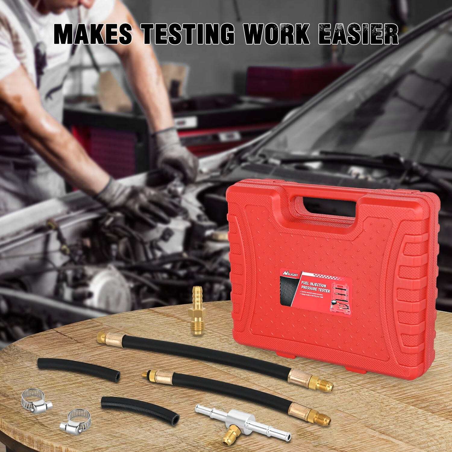 9pcs 0-100 PSI Fuel Injection Pump Pressure Gauge Petrol Engine Diagnostic