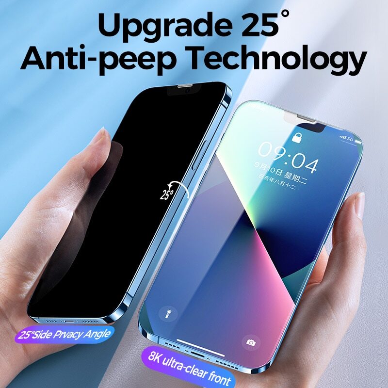 2PCS Privacy Clear Tempered Glass Screen Protector for iPhone 15 14 13 Pro Max