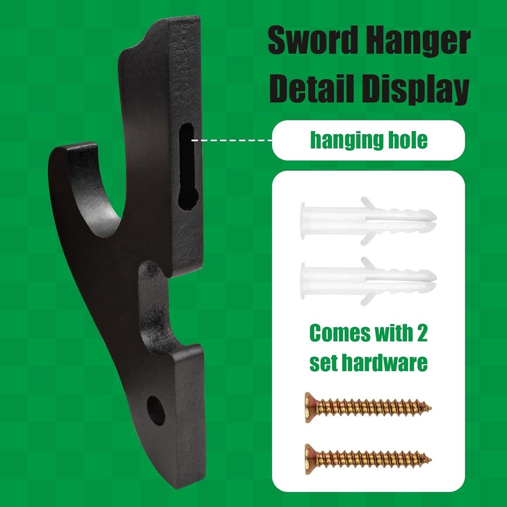 Sword Holder Wall Mount 1-Tier Hook Katana Adjustable Display Black