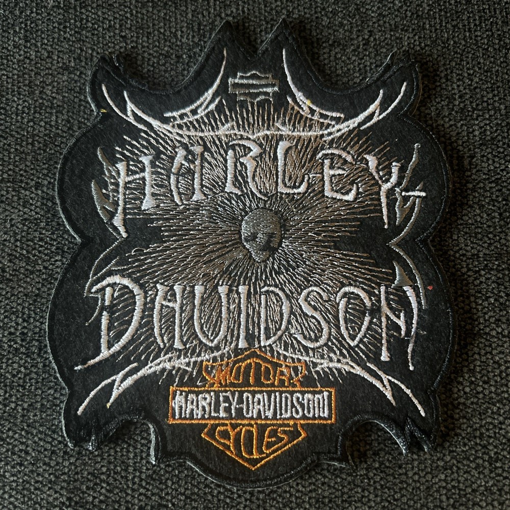 Harley Davidson Skull Bar & Shield Black White  Vest Patch