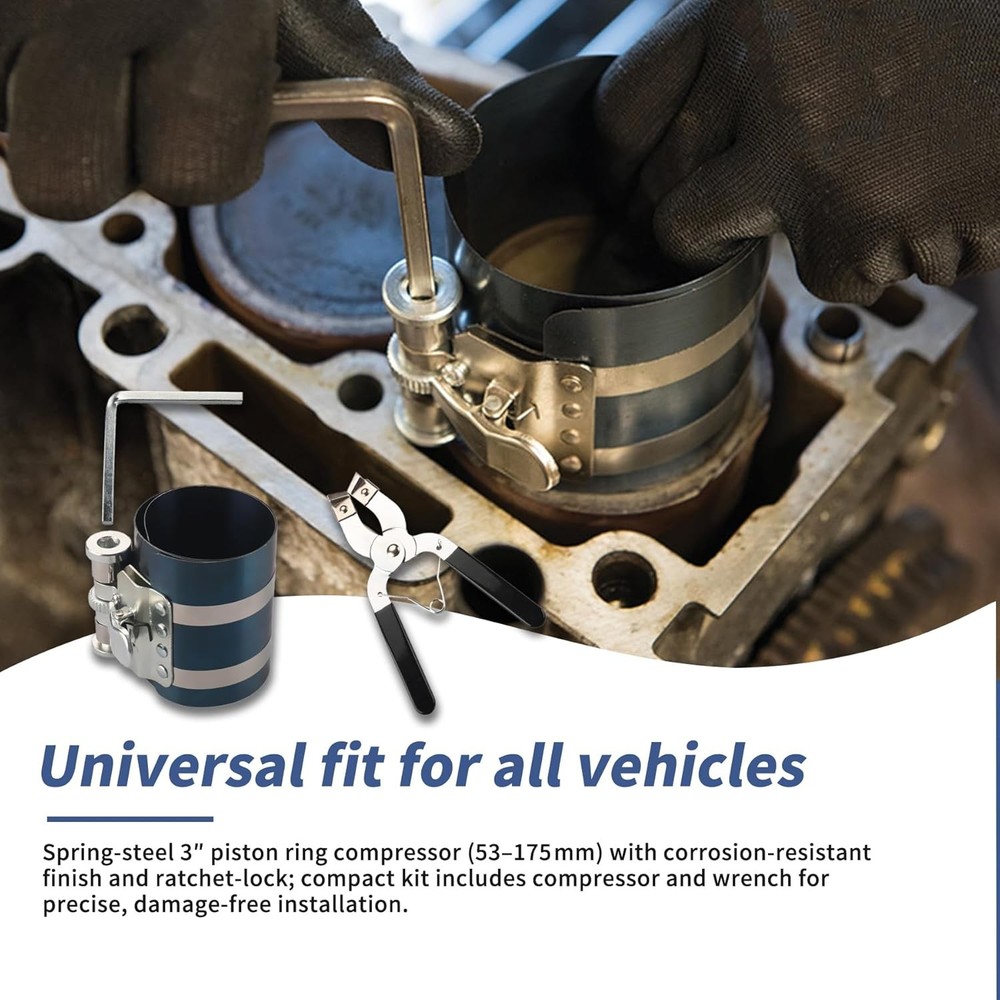 3 Inch Piston Ring Compressor Tool Car Engine Piston Ring Installer Removal Kit