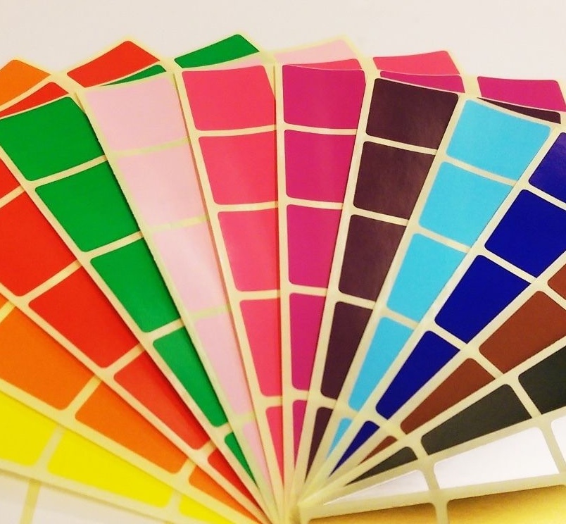25mm or 38mm - Square Colour Code Dots - Coloured Stickers - Sticky Labels