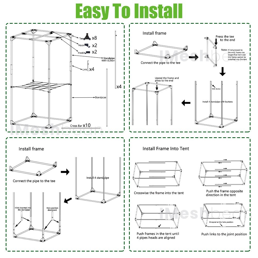 48"x48"x80" Complete Grow Tent Kit w/LED Full Spectrum Grow Light+Air Filter Kit