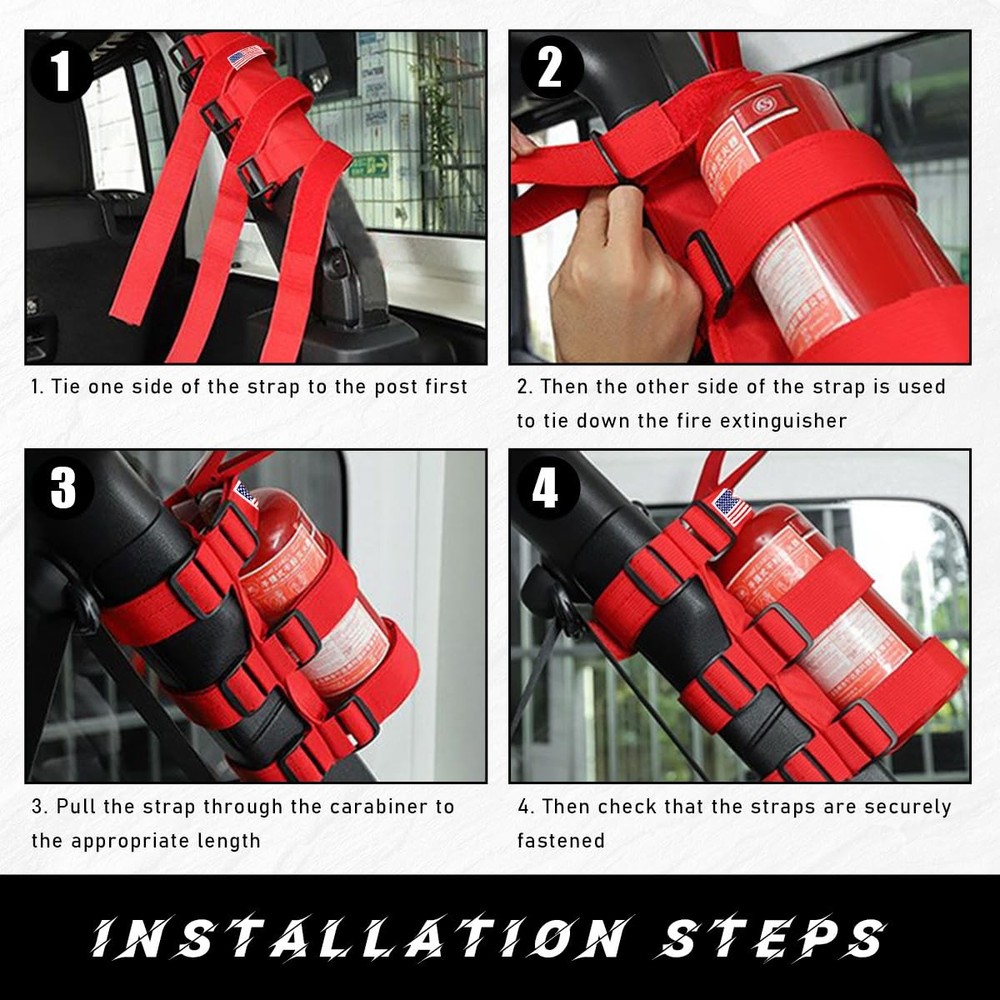 Fire Extinguisher Holder, Roll Bar Fire Extinguisher Strap with Flag Pattern,...