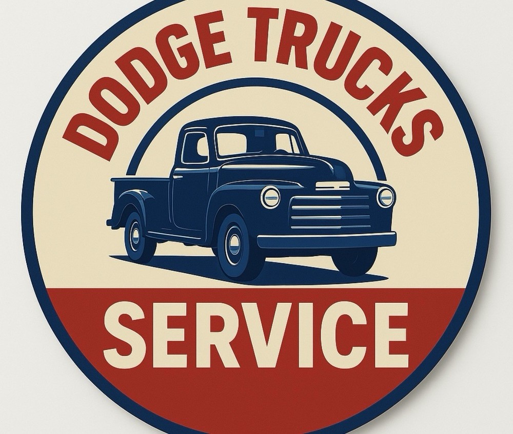 Retro Style Dodge Trucks Service  Quality Round  Garage Sign