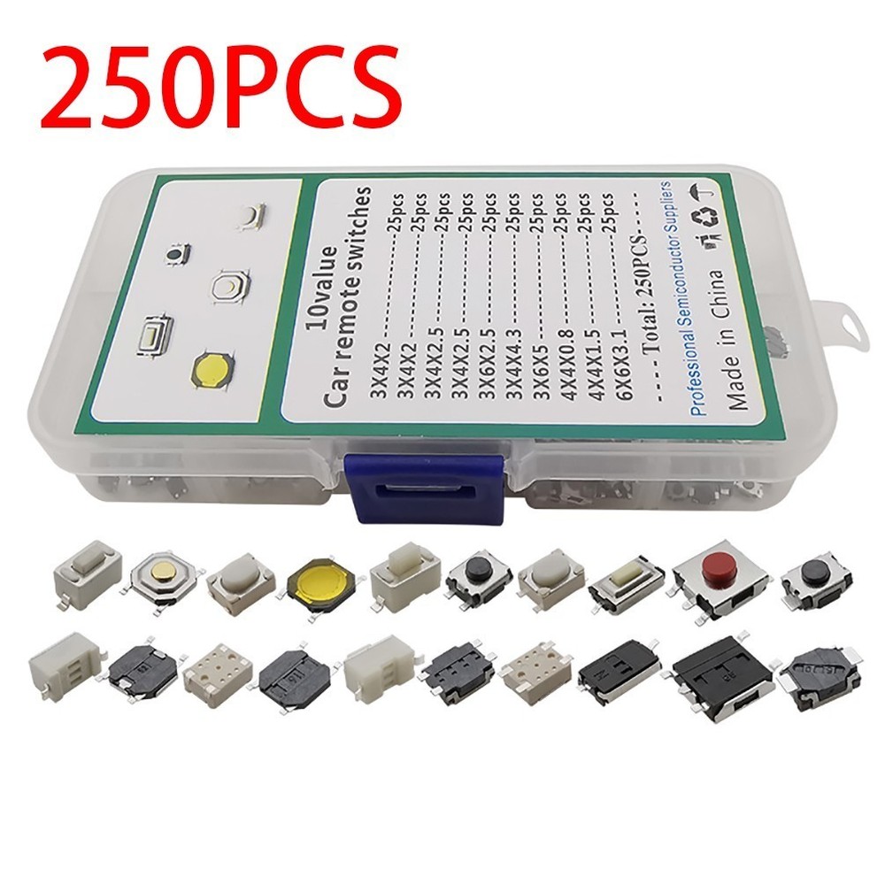 250* Values Tactile Push Button Switch Micro-Momentary-Tact-Assortment Kit