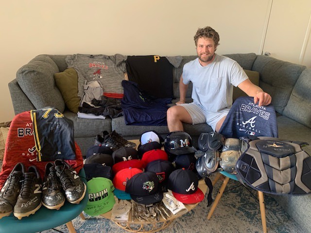 ARDEN PABST GAME WORN USED SIGNED OFFICIAL GWINNETT STRIPERS NEW ERA HAT CAP