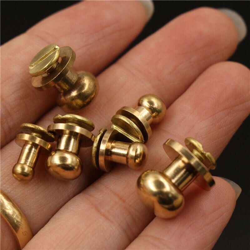 50pcs M3 Round Head Solid Brass Stud Screw Rivet Chicago Button Leather Craft