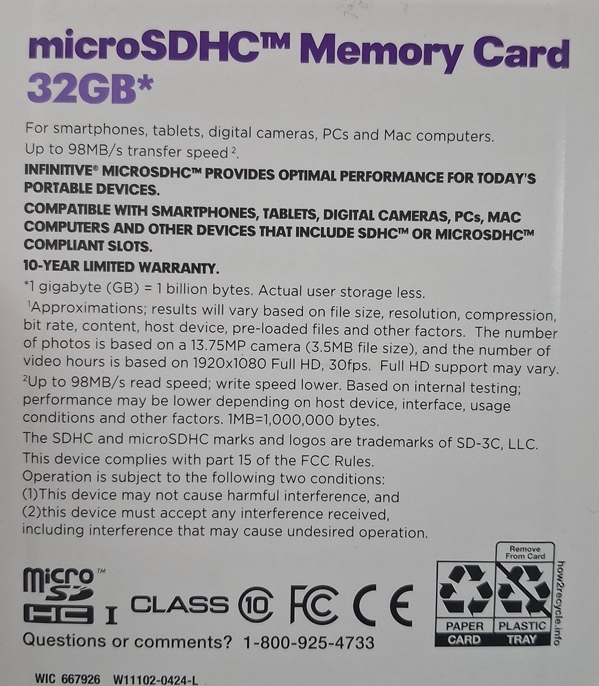 Infinitive Micro Sdhc Memory Card 32gb