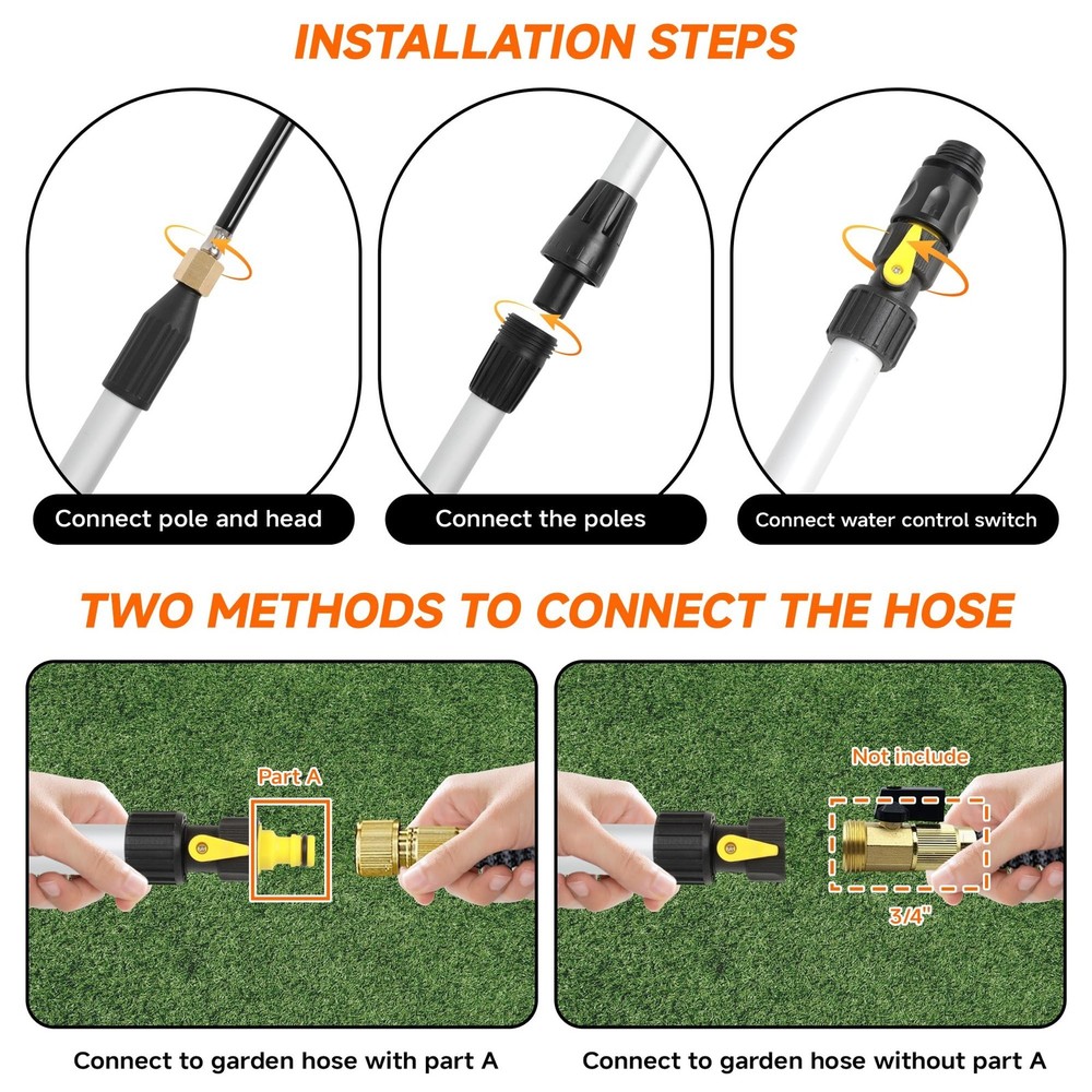 Gutter Cleaning Tools From The Ground, 7FT Gutter Cleaner with Adjustable Mul...