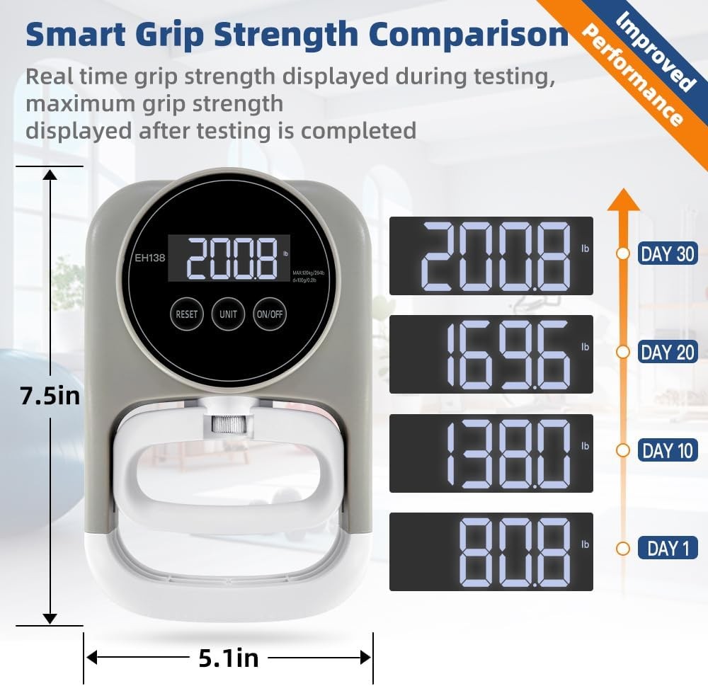 Grip Strength Tester Hand Gripper - Trainer Gray