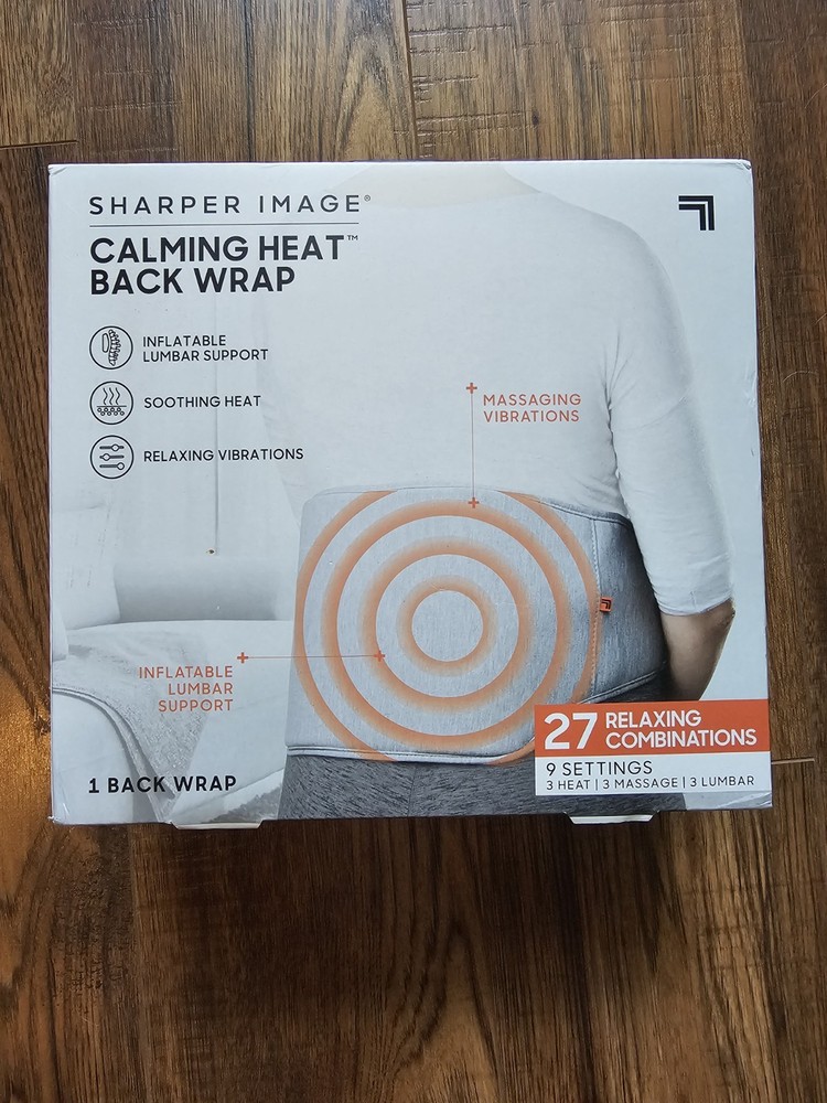 Back Wrap Pad Calming Heating Massaging Inflatable Lumbar Support Sharper Image