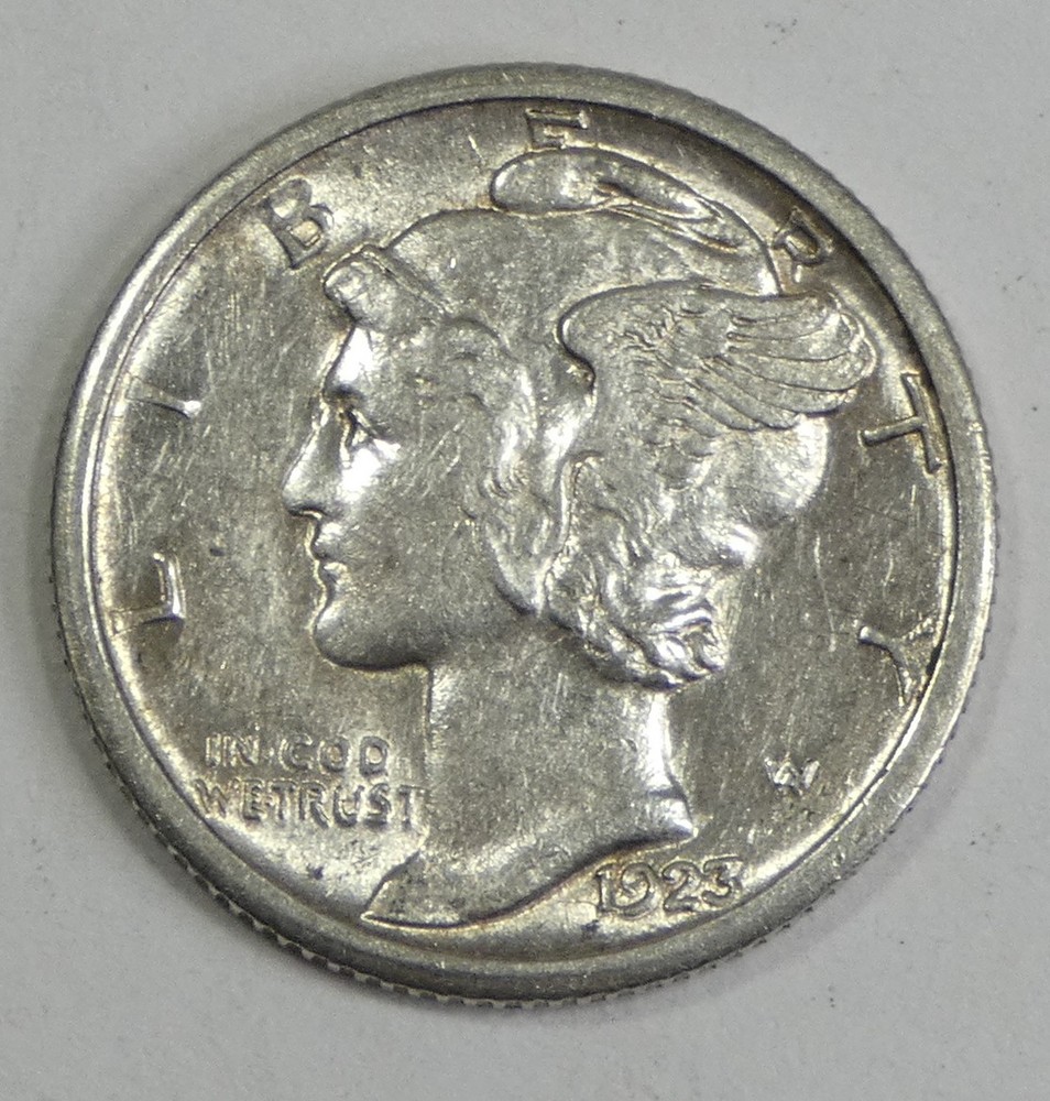 1923-S Mercury Dime ALMOST UNCIRCULATED Silver 10c