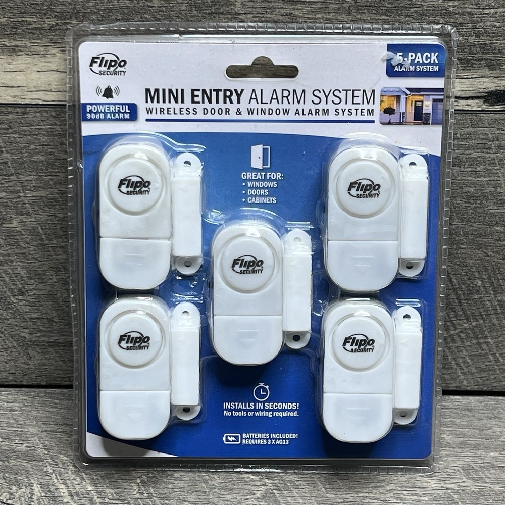 Flipo Mini Entry Alarm System 5-Pack Wireless Door & Window System - NEW