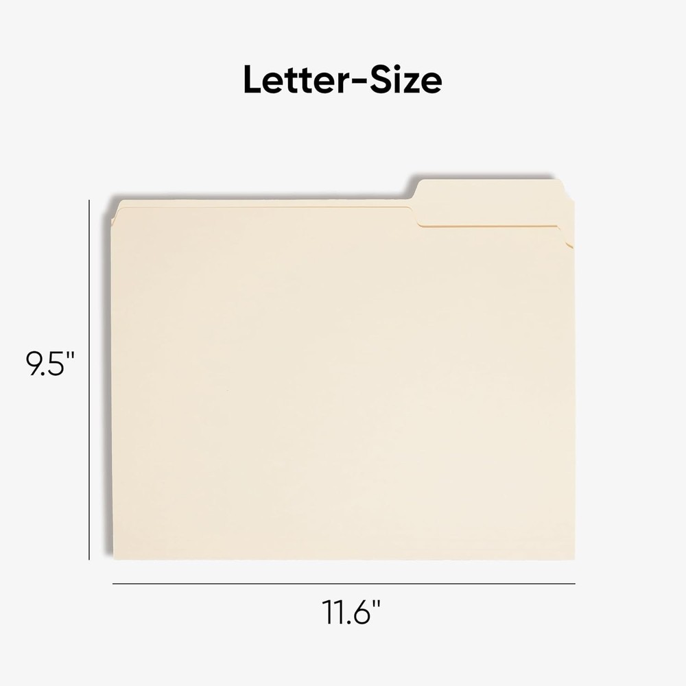 Versatile Letter-Size Manila Folders, 1/3-Cut Tabs, Expandable, 100 Pack