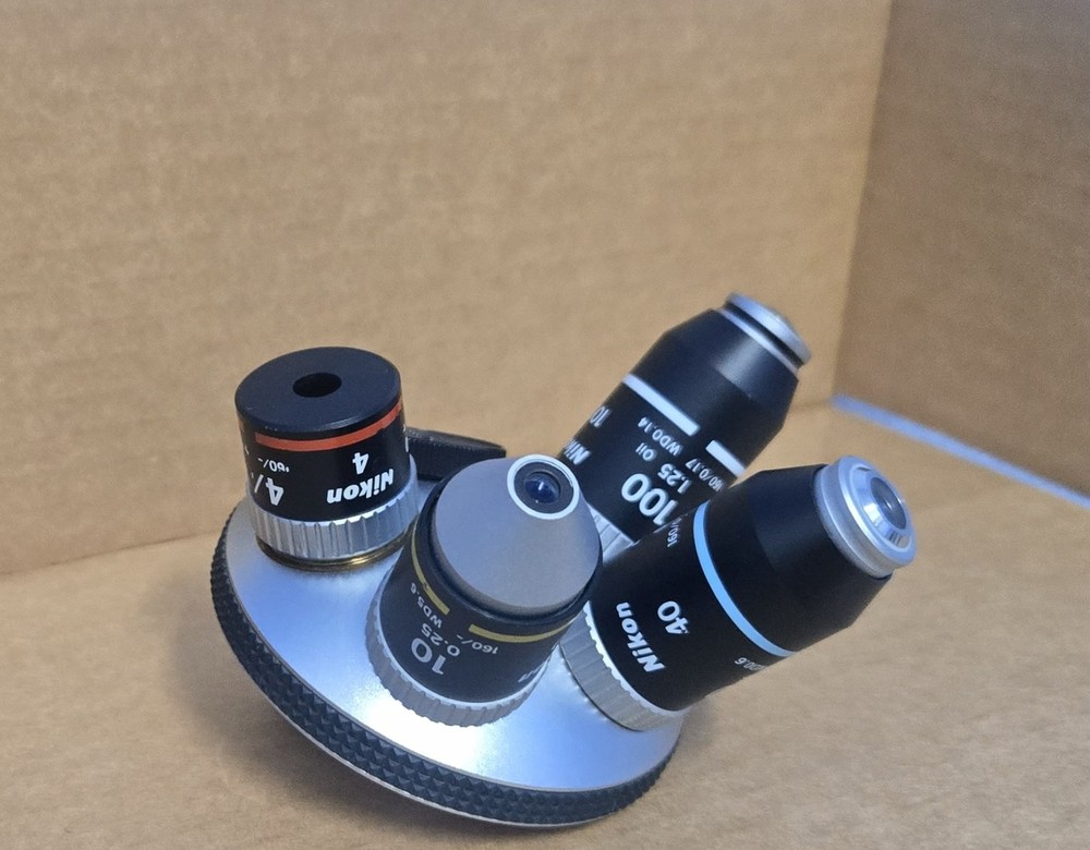 Nikon microscope Lens Objectives 4X / 10X / 40X / 100X (INV01-BINY001B)
