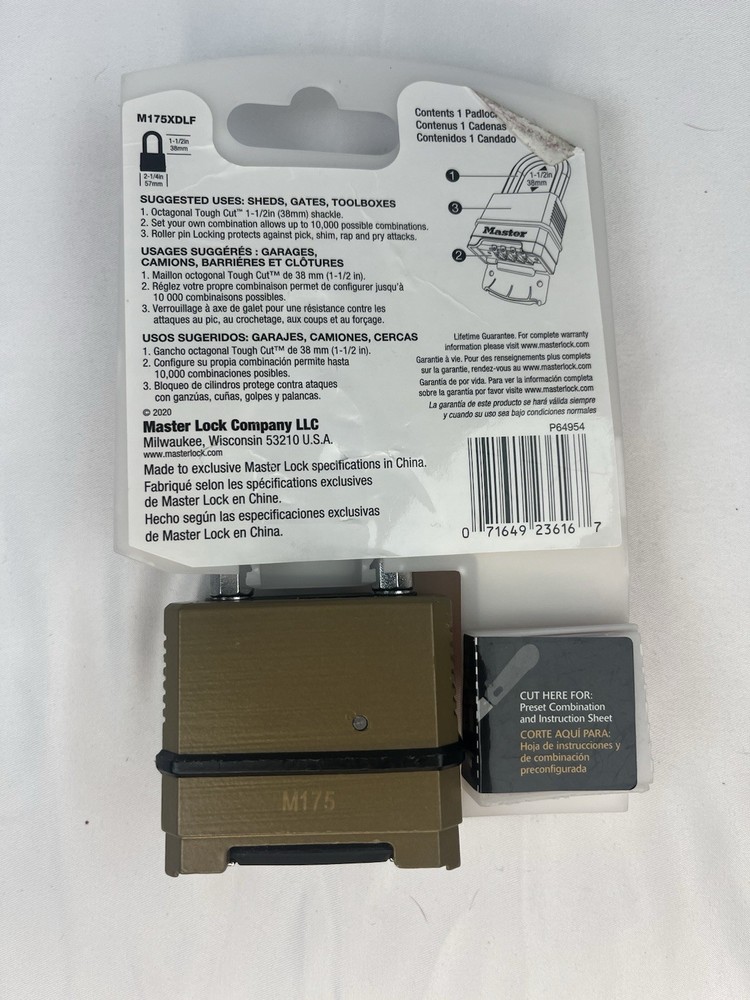 Master Lock 1-1/2" Combination Padlock M175XDLF