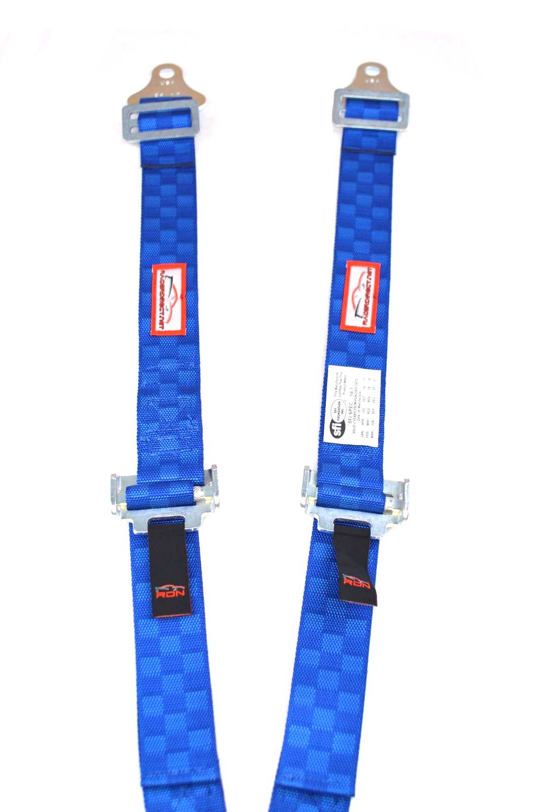 JR DRAGSTER HARNESS 5 PT 2" SFI 16.1 PULL UP LAP BELT CAM LOCK BLUE CHECKERBOARD