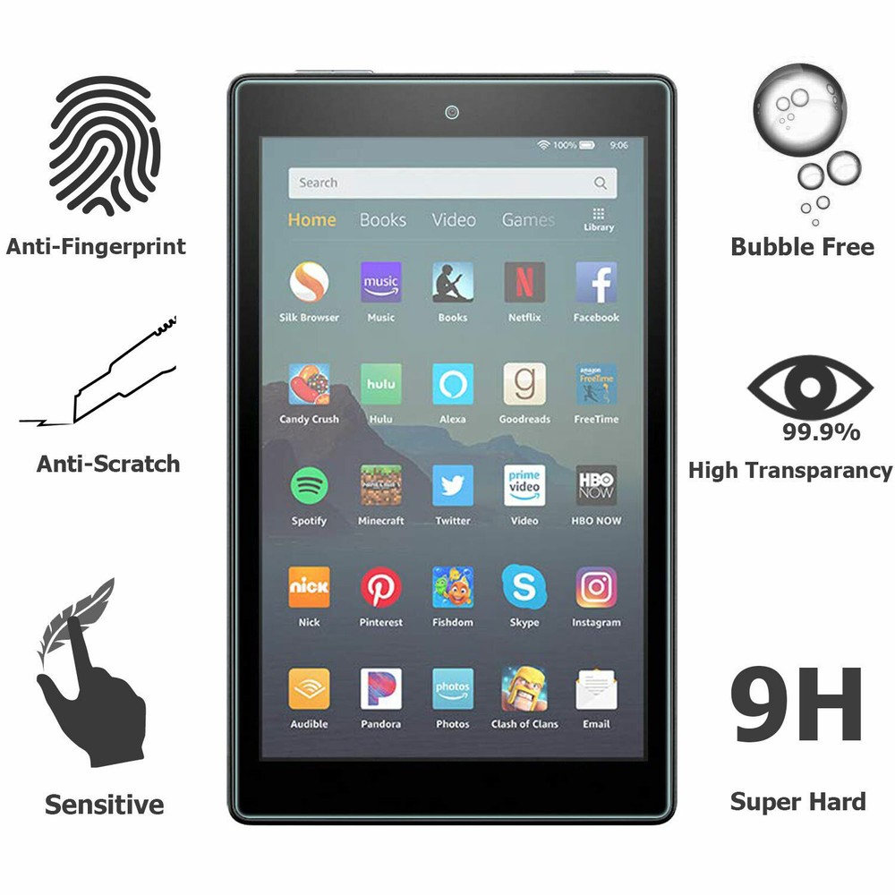 2PCS For Amazon Fire 7" 2019 9th Gen Tempered Glass Screen Protector Bubble Free
