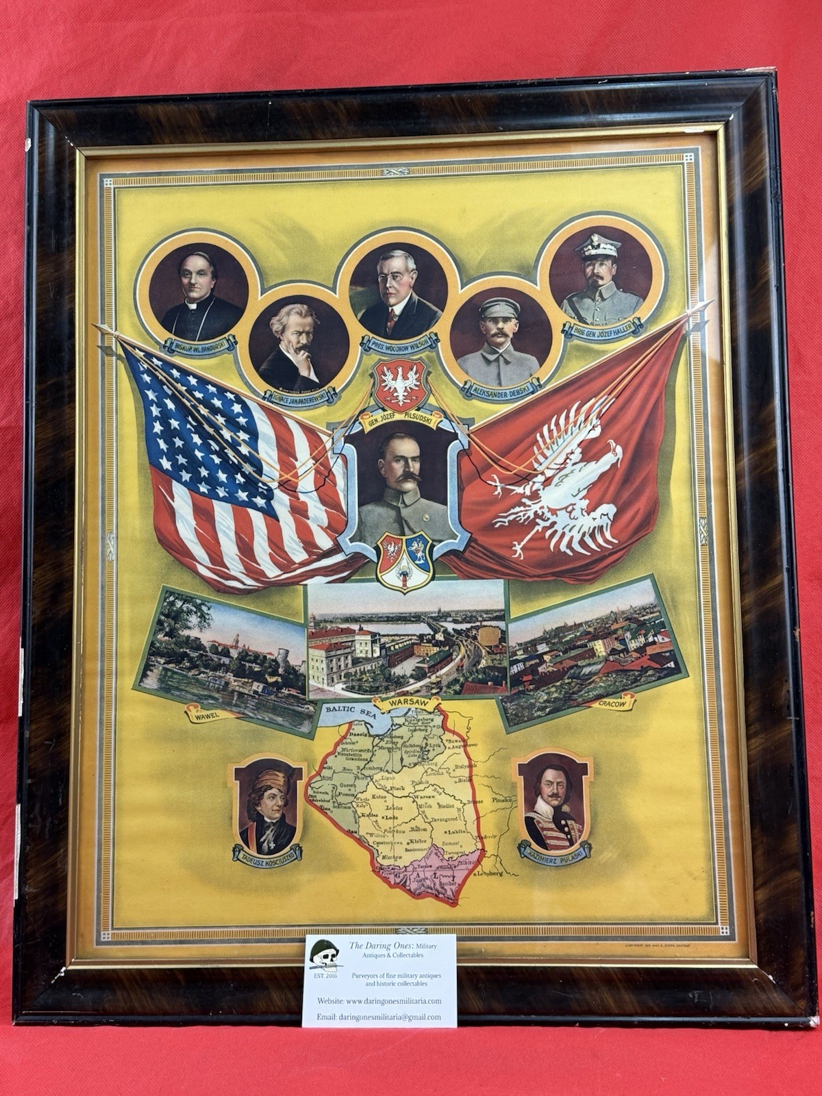 WW1 Era 1919 Dated Polish-American Advertisement Print Woodrow Wilson