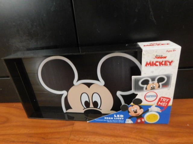 Disney Mickey Mouse LED Neon Wall Light Translucent Box 12 X 6 USB Powered