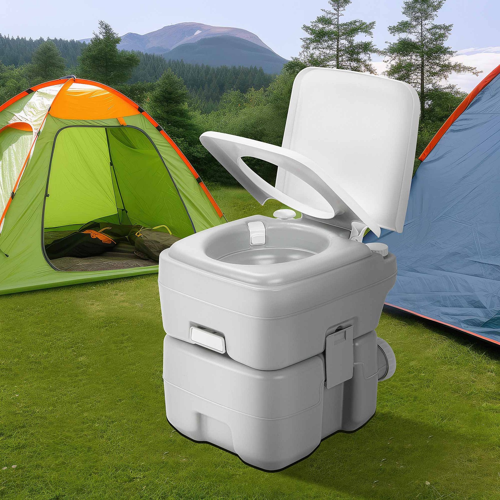 Portable Toilet 5.28 Gallon 20 L Siphon Jet Camping Commode Potty for Travel Car