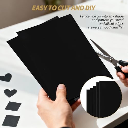 10PCS Black Felt Sheets with Self-Adhesive Backing,Soft Felt Fabric, 10 PCS