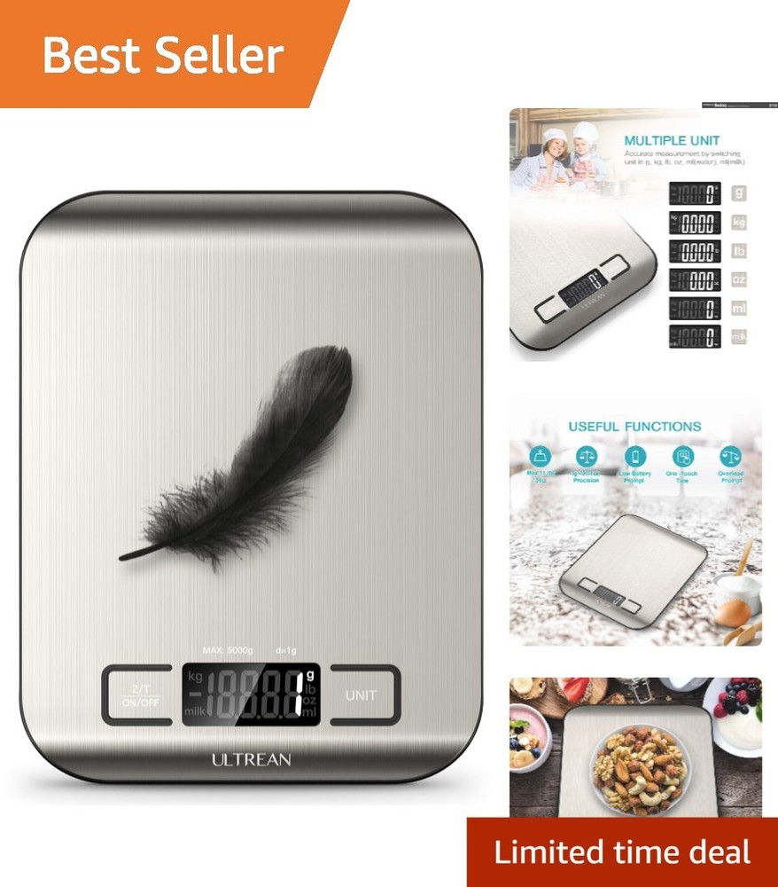 Compact Digital Kitchen Scale with Backlit LCD & Tare Function - 6 Units