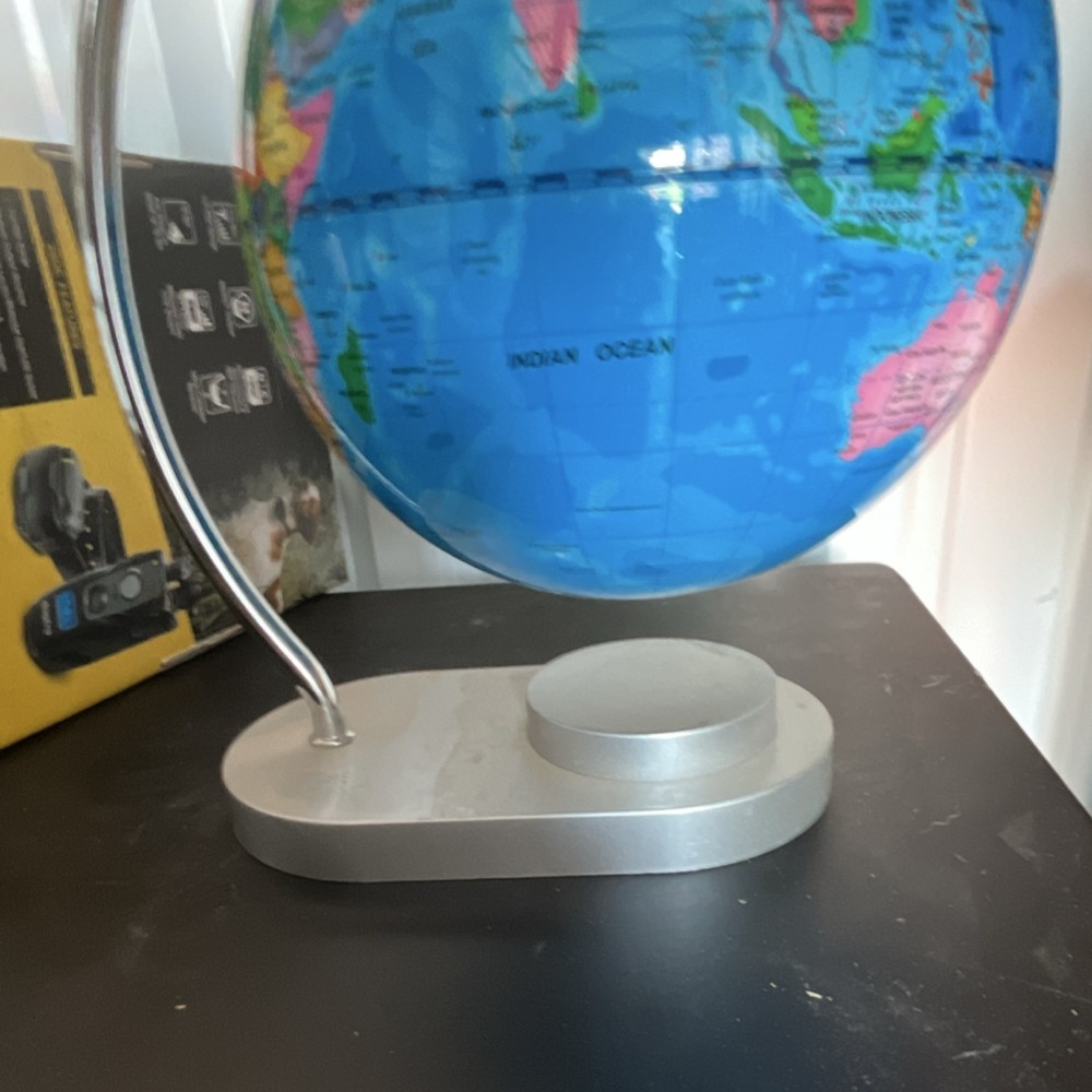 Modern Multicolor Rotating Tabletop Globe Silver Base Glossy Medium