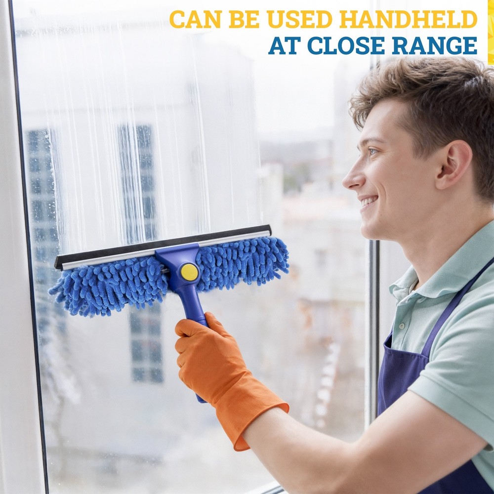14" Window Combo Squeegee: Microfiber Scrubber Sleeve & Blade