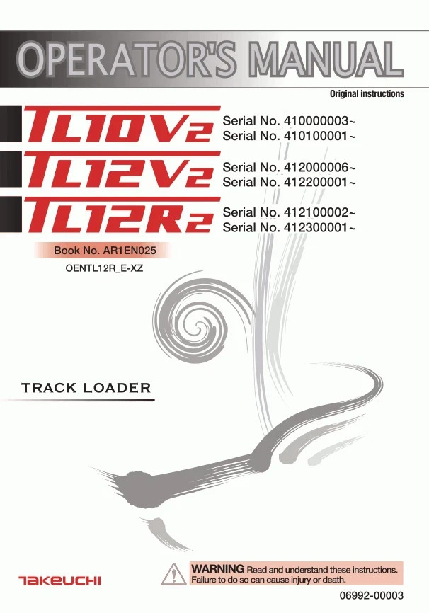 Takeuchi TL12V2 Loader Operator, Owner, Workshop, Engine, Manuals in PDF Form