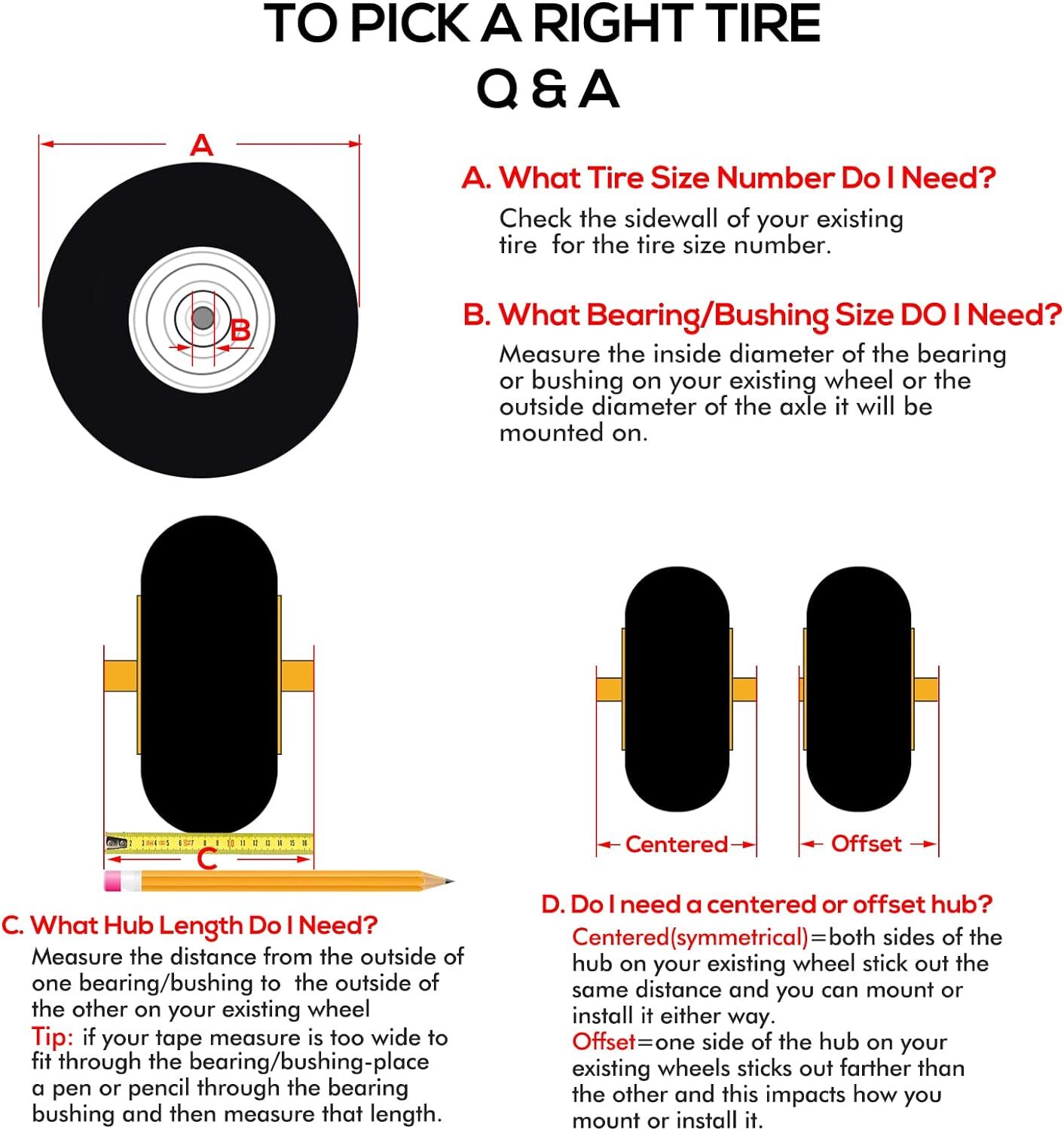 WEIZE 13 x 6.50-6 Flat Free Lawn Mower Tires with Rim 450lbs Capacity 13x6.50-6