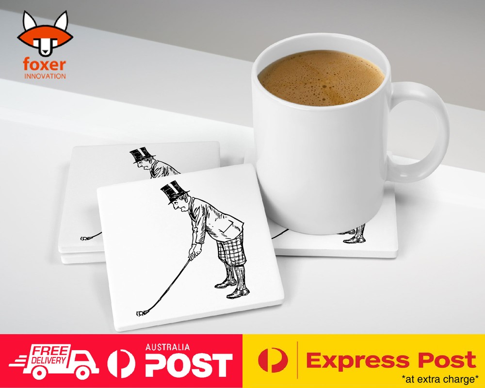 COASTER COFFEE DRINKING MAT|GOLFER TAKING A SWING 1