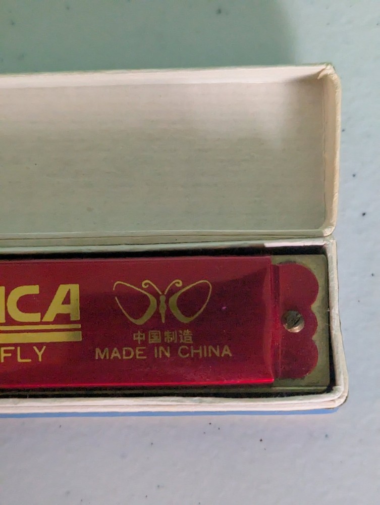 Harmonica with Box Golden Butterfly