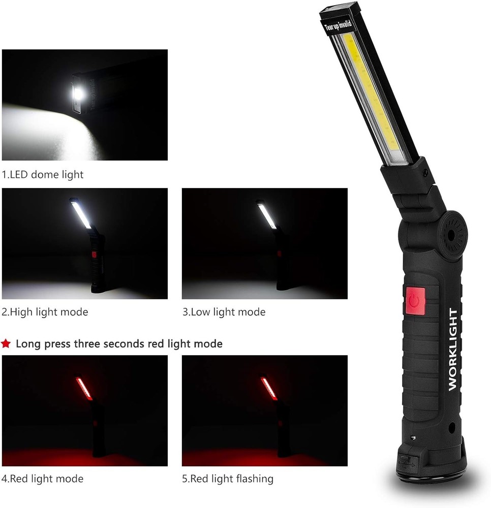 3Pack LED Flashlights Rechargeable Work Lights Magnetic Base Hook Outdoor Car...