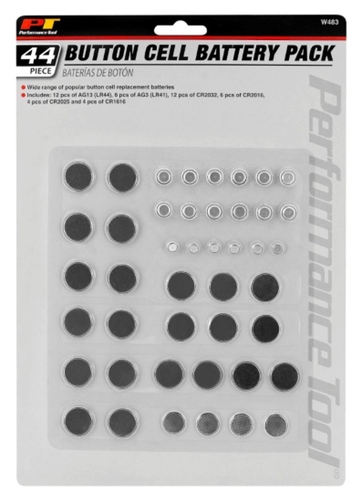 Performance Tool W483 44 Piece Button Cell Battery Pack